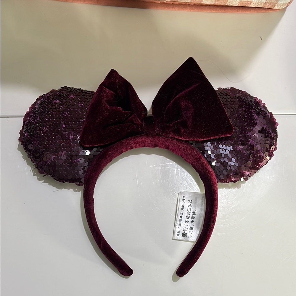 Burgundy Sequin Mouse Ears Headband